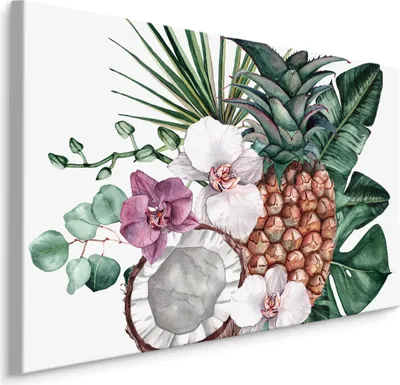 Produktbild von Fabelhafte Canvas LEINWAND BILDER 40x30 cm XXL Kunstdruck Obst Ananasse Blumen Flora