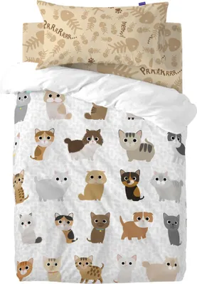 Produktbild von Bettbezug-Set HappyFriday Mr Fox Cats Bunt Babybettchen 2 Stücke