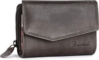 Produktbild von Benthill Damen Geldbörse Echt Leder - Portemonnaie mit RFID Schutz - Portmonee viele Kartenfächer - Echtleder Vintage Damenbörse inkl. Geschenkbox