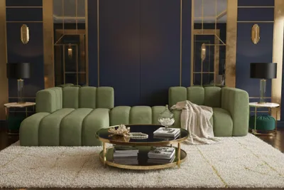 Produktbild von Kaiser Möbel Ecksofa L-Form Grand L 319 cm, Veloursstoff Salvador, Olive, Links