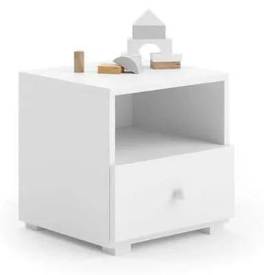 Image de Table de chevet Emi blanche pour chambre d'enfant avec tiroir