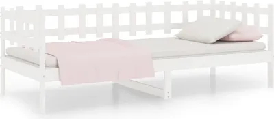 Image de Lit de jour sans matelas blanc 90x200 cm bois de pin massif