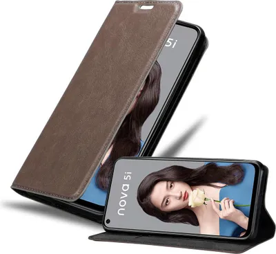 Produktbild von Cadorabo Hülle für Huawei NOVA 5i / P20 LITE 2019 Schutz Hülle in Braun Handyhülle Etui Case Cover Magnetverschluss