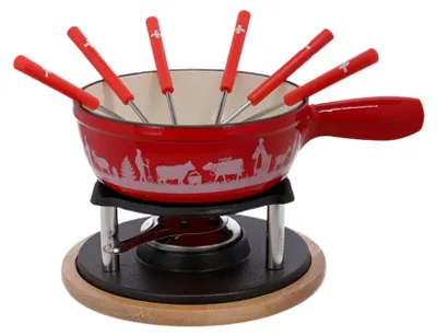 Käsefondueset 2 l, 6 Personen, Aluminium, Holz, Ø 21 cm