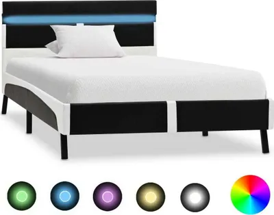 Zdjęcie produktu dla Maison Exclusive – stelaż łóżka z oświetleniem LED, czarna sztuczna skóra, 90 x 200 cm