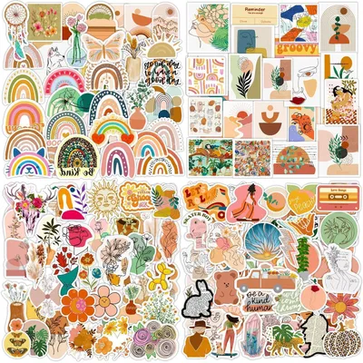 Zdjęcie produktu dla Naklejki, 200 sztuk, styl boho, wodoodporne, winyl, 6-12 cm, PVC