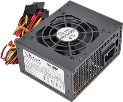 A computer power supply unit with cables.