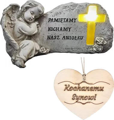 Produktbild von Kerzenfigur SCHUTZENGEL für das Grab des SOHN Leuchtkreuz