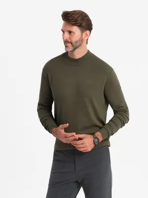 Productafbeelding van Ombre, klassieke herenpullover met ronde hals, olijfgroen, maat XL