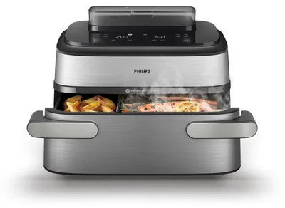 Produktbild von Philips 5000 series Steam Airfryer Megabasket, Heißluftfritteuse, 9,5 l, Rapid Air, 40 °C, 200 °C, Doppel