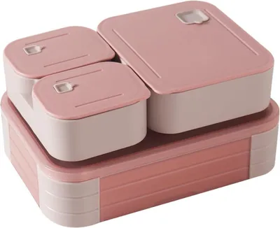 Produktbild von Brotdose 1100 ml, 3 Fächer, ausfallsicher, BPA-frei, für Schule
