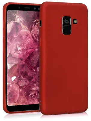 Produktbild von kwmobile Handyhülle für Samsung Galaxy A8 (2018) Hülle - Silikon Case metallisch schimmernd - Schutzhülle Cover - Metallic Dunkelrot