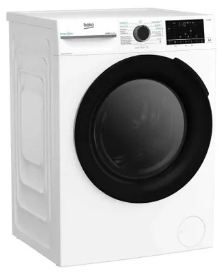 Produktbild von Beko BM5DFT48437WB, Frontlader, Freistehend, Weiß, Links, Schwarz, Drehregler, Berührung