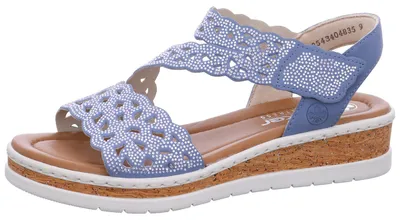 Produktbild von Rieker Damen Keil Sandale mit Strass und sommerlichen Cut-Outs V4150, Größe:37 EU, Farbe:Blau