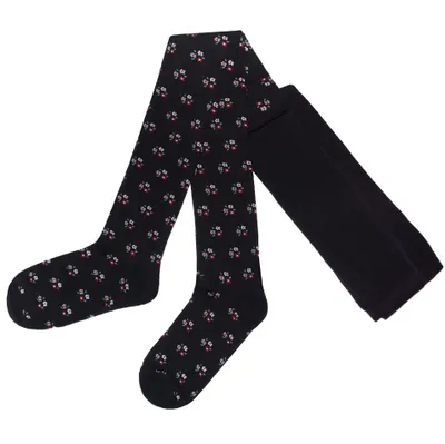 Produktbild von Damen Strumpfhosen aus Baumwolle Blümchen Schwarz Größe 36-38