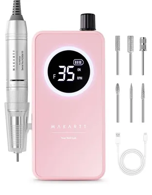 Produktbild von Nagelfräser Wiederaufladbar 35000 U/min Rosa mit LCD-Display & 6 Bits