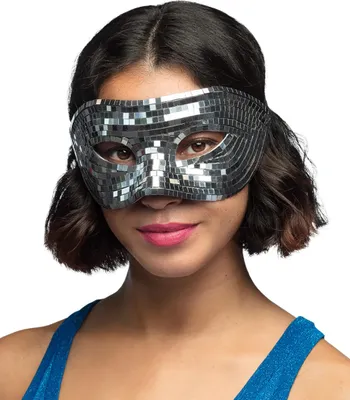 Produktbild von Maske Diskokugel Silber – Disco-Facettenmaske für Erwachsene - Einheitsgröße