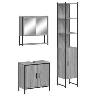 Immagine prodotto di vidaXL Set di mobili da bagno 3 pezzi grigio Sonoma in materiale ligneo