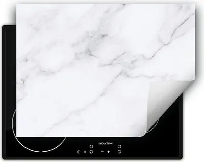 Produktbild von DarHaus Herdabdeckplatte 70x52 cm Anti Rutsch Matte Aufrollbar, weiß - Marmor