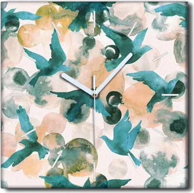 Produktbild von Coloray Uhr auf Leinwand 30x30 cm Wand Uhr Dekoration Wohnzimmer Segeltuch weiße Zeiger -Abstraktion Aquarell