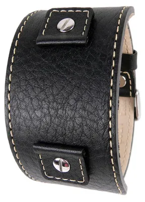 Produktbild von Uhrenarmband Leder schwarz mit Wechselanstoß 18mm 20mm 22mm 24mm