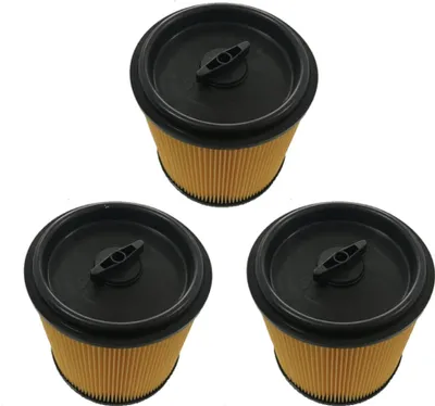 Produktbild von 3x Trade-Shop Lamellenfilter / Filterpatrone / Faltenfilter für Lidl Parkside Staubsauger wie PNTS 1250 A1 / flexible Ausführung, mit Verschlussdeckel