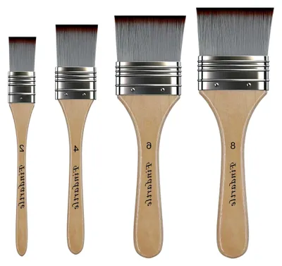 Produktbild von Flachpinselset, 4 Stück für Acryl-, Aquarell-, Öl- und Gouachemalerei