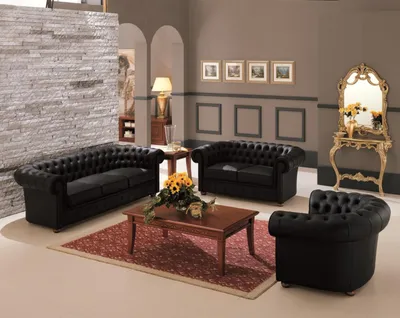 Produktbild von Chesterfield Couch Polster Sofas Klassische Leder Sofagarnitur 3+2+1 Sitzer - 27
