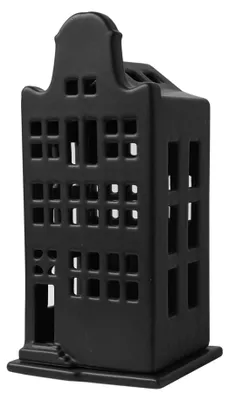 Produktbild von Heinen Delfts Blauw – Teelichthalter huis - klokgevel - zwart - 17 cm