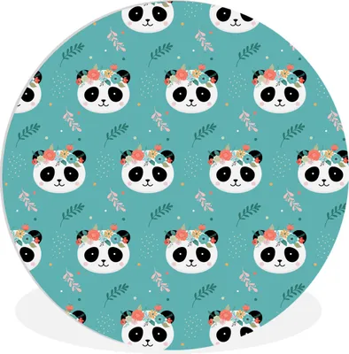 Produktbild von MuchoWow® Rundes Wandbild - Runde Bilder Panda - Tiere - Blumen - Design Ø 30 cm Kreis Wanddekoration Kunststoff - Wandkreis - Wandschmuck - Schlafzimmer - Bilder - Der Kreis - Kunst für die Wohnung - Plastik - Kunstdruck - Wandbild