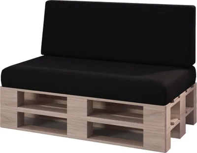 Produktbild von sunnypillow 2er Palettenkissen Set mit abnehmbarem Bezug Sitzkissen + Rückenkissen | Schwarz |