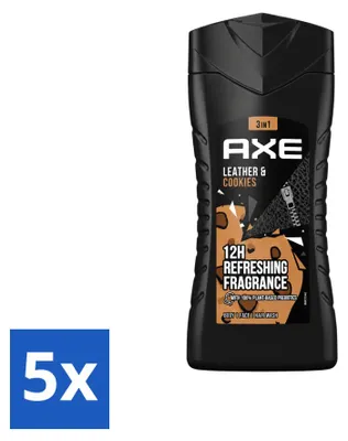 Produktbild von 5 x Axe Collision Leather & Cookies 3-in-1 Douchegel - 250 ml - Vorteilspackung - 5 Stücke