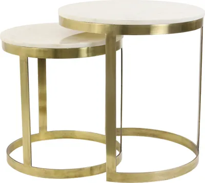 Produktbild von Light & Living - Beistelltisch PERLATO - Ø49x52cm - Weiß - 2er-Set