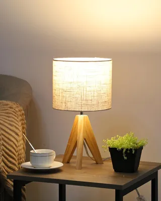 Produktbild von EDISHINE HOOLEN -Nachttischlampe, E27 -Sockel, Stativ, Vintage Country House, beige Lampenschatten -Leinen, moderne Dekoration, Schlafzimmer, Wohnzimm