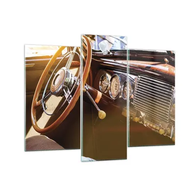 Produktbild von Bilder auf glas - 3 Teile - Auto Retro Vintage - 130x100cm - Glasbilder - Wandbilder - Bilder - zum Aufhängen bereit - Wanddekoration aus Glas - Glas Bilder - Wandbild auf Glas - GCB130x100-4939