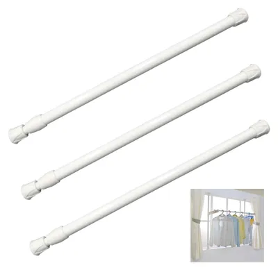 Produktbild von Teleskopstange - 30-50 cm verstellbar - für Gardinen, Schrank und Regal - 3 Stück Weiß