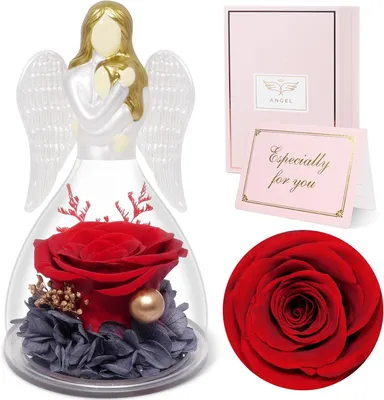 Immagine prodotto di Statua dell’Angelo con Rosa Eterna Regalo per la Festa della Mamma Compleanno