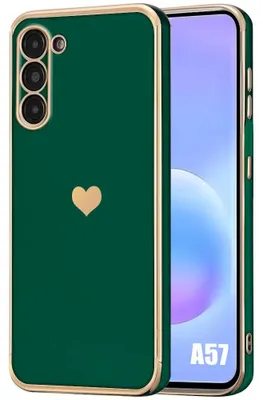 Image de Coque pour Samsung Galaxy A57 5G, Protection Silicone Motif Coeur Antichoc Anti-Rayure Vert Nuit