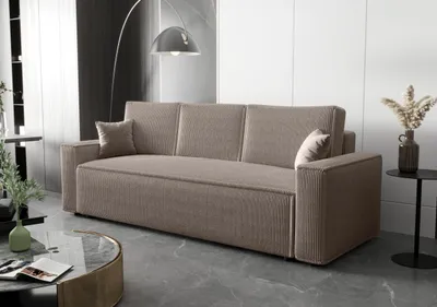 Produktbild von BEDANTE Sofa AMBRO Poso 02 mit Schlaffunktion Hellbraun Sofa mit Stauraum Bettkasten Wohnzimmersofa Couch Sofa Bettsofa Poso Bettkasten Bettcouch