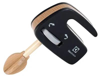 Obrázok produktu pre Ručný mixér Electrolux 7402, model Holz I, s otočným metadlom. Príslušenstvo vhodné pre detské kuchynky. Rozmery: 115 mm x 45 mm x 175 mm. Hračka pre deti