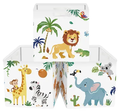 Produktbild von Set von 3 Aufbewahrungsboxen mit Waldtier-Motiv für Kinder