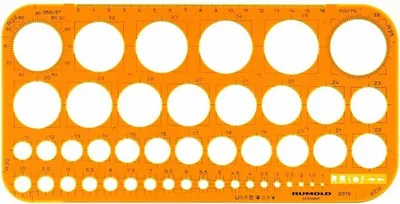 Produktbild von Kreisschablone 1-36mm Kunststoff orange/transparent Packung mit 10 Stück