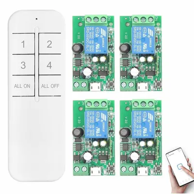 Produktbild von Dieserc Wi-Fi 4x1 Kanalmodul, passiv, 1x Bluetooth-Sender, DC 5V-36V, Ewelink, kompatibel mit Alexa/Google Home