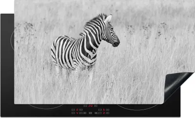 Obrázek produktu pro KitchenYeah® Krycí deska na sporák zebra na louce, 91x52cm, dekorace do kuchyně, keramický kryt varné desky, krycí deska na varnou desku