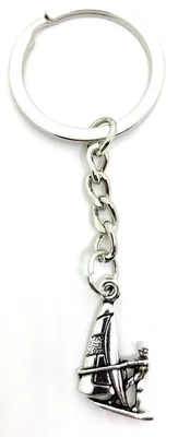Produktbild von Onwomania Schlüsselanhänger Surfer Wasser Sport Strand Silber Metall Anhänger Charm