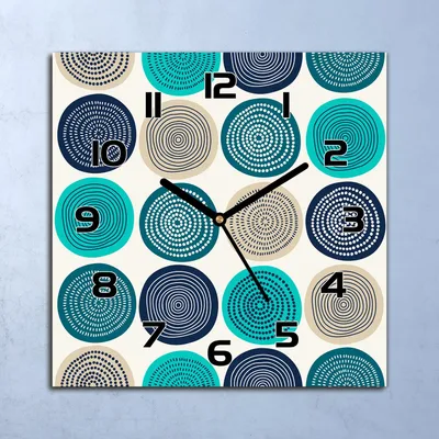 Produktbild von Wanduhr Echt-Glas-Küchenuhr Abstraktion Blau Quarz Lautlos 30x30 Deko Bilder