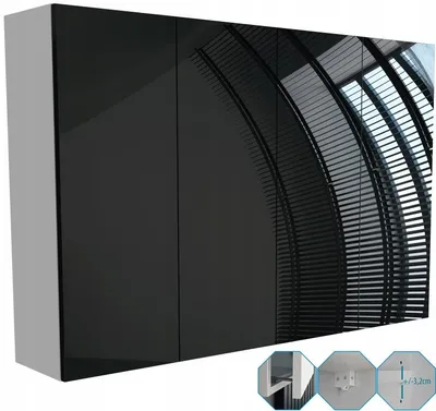 Zdjęcie produktu dla szafka łazienkowa 120x80 wisząca szafka zabudowa do łazienki czarny połysk