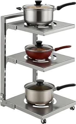 Produktbild von Pfannenorganizer 3 Ebenen, Metall, verstellbar, für Küche