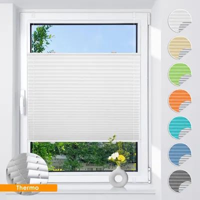 Produktbild von Grandekor Plissee klemmfix ohne Bohren Weiß 45x200cm 100% verdunkelung Sicht- und Sonnenschutz Jalousie Verdunklungsrollo für Tür