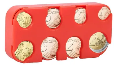 Image de Tri-pièces pour pièces de monnaie, 8 compartiments pour euros, couleur orange/rouge, en plastique, pour voiture ou taxi